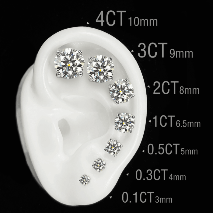 925 Sterling Silver Moissanite Stud Earrings - D-Color Stone, 4-Prong Setting, Premium Solid Silver Jewelry