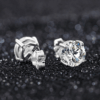 925 Sterling Silver Moissanite Stud Earrings - D-Color Stone, 4-Prong Setting, Premium Solid Silver Jewelry