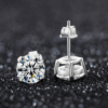 925 Sterling Silver Moissanite Stud Earrings - D-Color Stone, 4-Prong Setting, Premium Solid Silver Jewelry