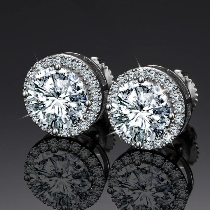925 Sterling Silver Moissanite Earrings - 2025 New Round Sugar D-Color Design, High-End Luxury Gift