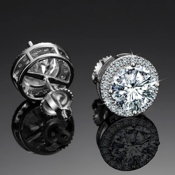 925 Sterling Silver Moissanite Earrings - 2025 New Round Sugar D-Color Design, High-End Luxury Gift