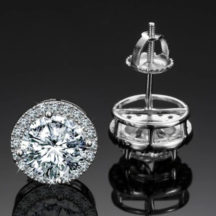 925 Sterling Silver Moissanite Earrings - 2025 New Round Sugar D-Color Design, High-End Luxury Gift