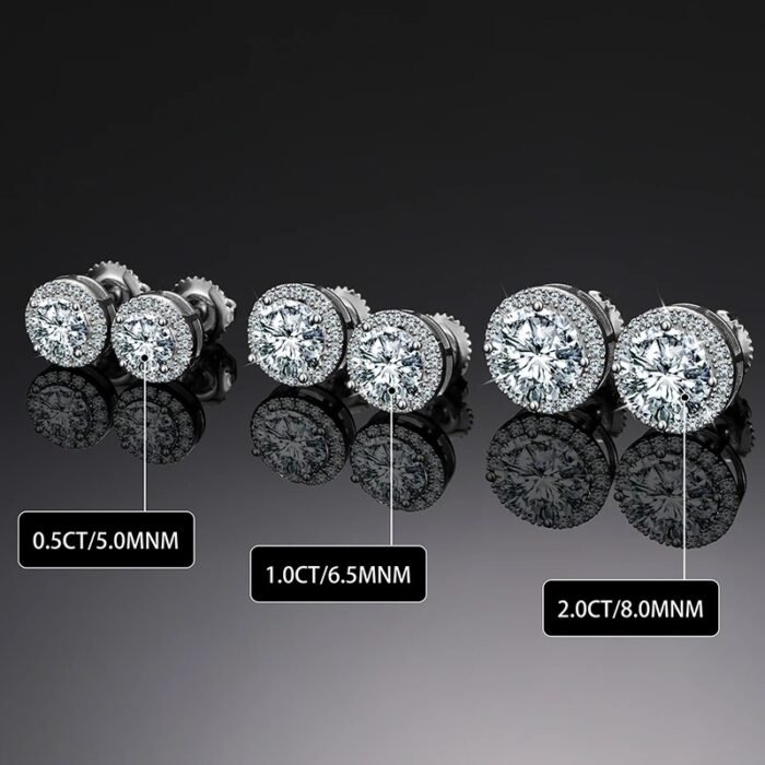 925 Sterling Silver Moissanite Earrings - 2025 New Round Sugar D-Color Design, High-End Luxury Gift