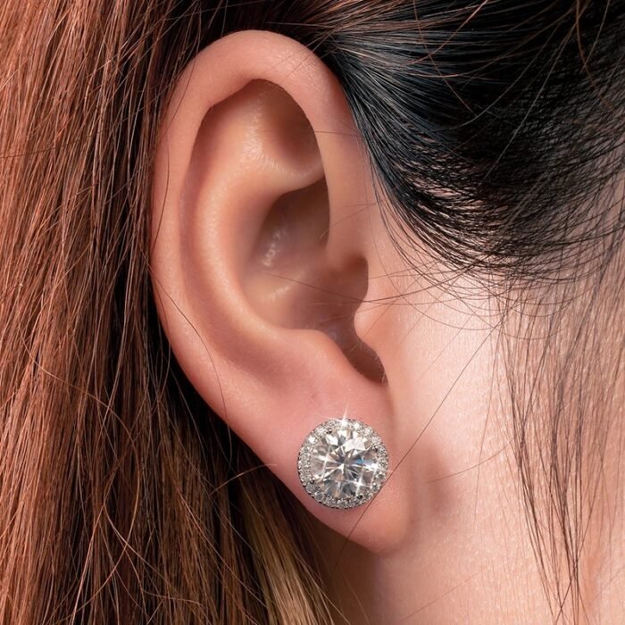 925 Sterling Silver Moissanite Earrings - 2025 New Round Sugar D-Color Design, High-End Luxury Gift