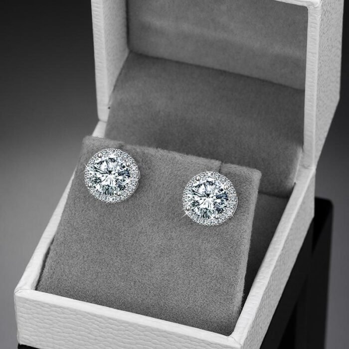 925 Sterling Silver Moissanite Earrings - 2025 New Round Sugar D-Color Design, High-End Luxury Gift
