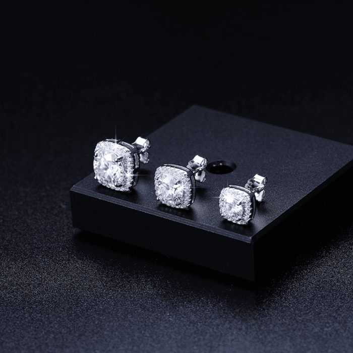 925 Sterling Silver Moissanite Earrings - Square Sugar Design, Luxury Minimalist High-End Gift for Her