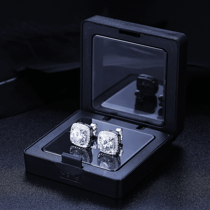 925 Sterling Silver Moissanite Earrings - Square Sugar Design, Luxury Minimalist High-End Gift for Her