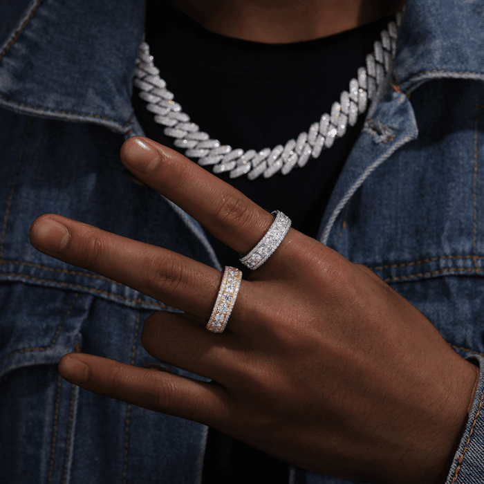 925 Sterling Silver Full Moissanite Band Ring - Sparkling Everyday Jewelry