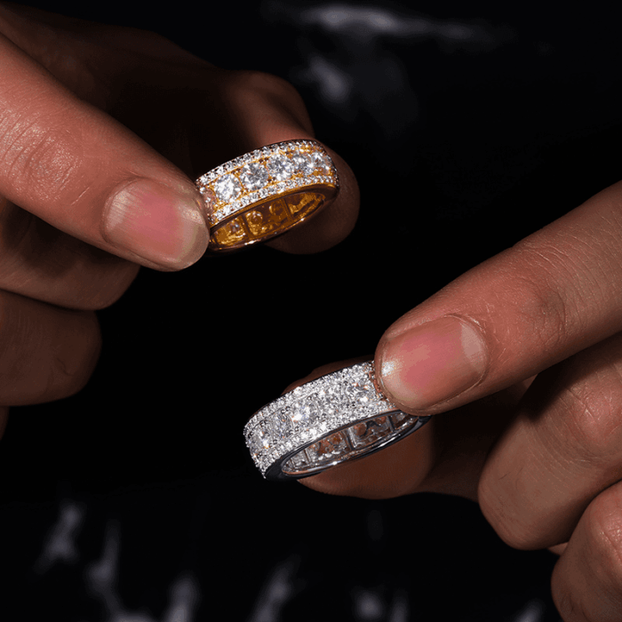 925 Sterling Silver Full Moissanite Band Ring - Sparkling Everyday Jewelry