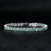 Sparkling 5mm Ice Blue Lake Green Moissanite Tennis Bracelet  925 Silver