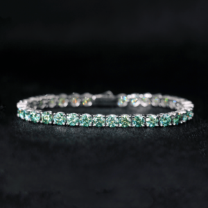 Sparkling 5mm Ice Blue Lake Green Moissanite Tennis Bracelet  925 Silver