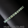 Sparkling 5mm Ice Blue Lake Green Moissanite Tennis Bracelet  925 Silver