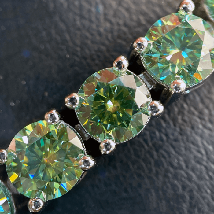 Sparkling 5mm Ice Blue Lake Green Moissanite Tennis Bracelet  925 Silver