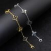 925 Silver Adjustable Cross Four-Leaf Clover Bracelet - Timeless American Design