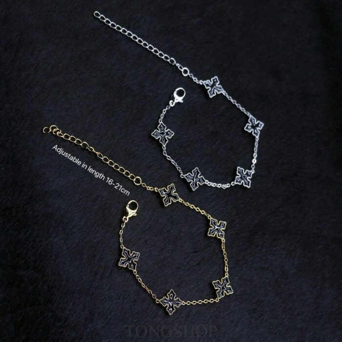 925 Silver Adjustable Cross Four-Leaf Clover Bracelet - Timeless American Design