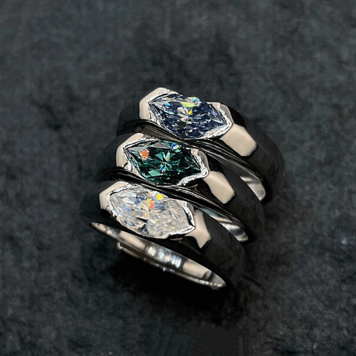 Premium Handcrafted Marquise Moissanite Ring | 925 Sterling Silver Open Adjustable Band