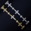Alloy 5A Cubic Zirconia Pave Cross Bracelet & Necklace - American Indie Style