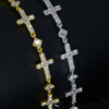 Alloy 5A Cubic Zirconia Pave Cross Bracelet & Necklace - American Indie Style
