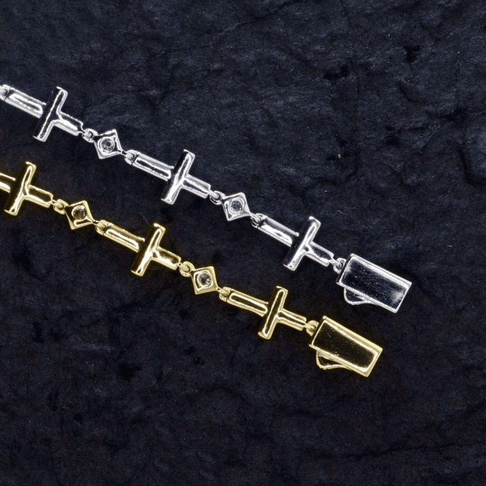 Alloy 5A Cubic Zirconia Pave Cross Bracelet & Necklace - American Indie Style