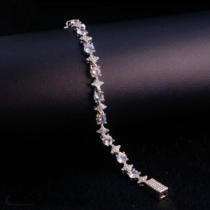 Dazzling 5A Grade Cubic Zirconia Bracelet | Brass Alloy Celestial Pave Cross Clover Design