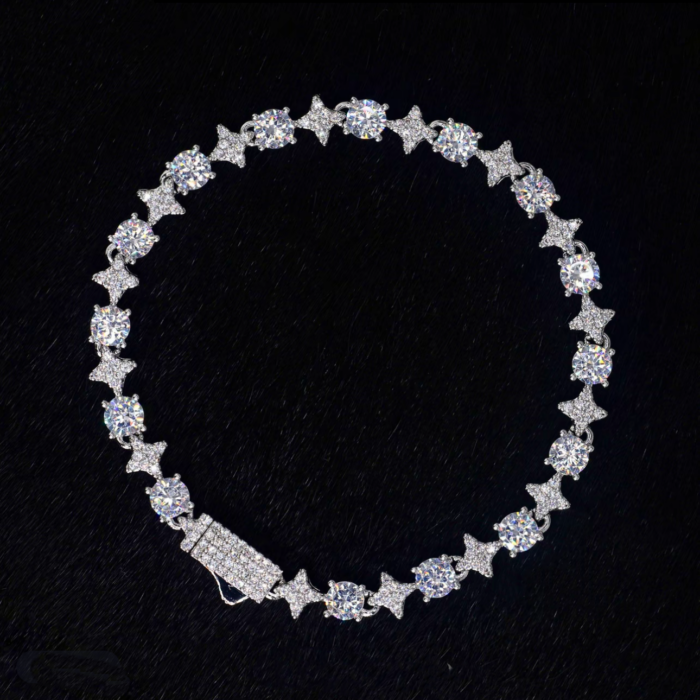 Dazzling 5A Grade Cubic Zirconia Bracelet | Brass Alloy Celestial Pave Cross Clover Design