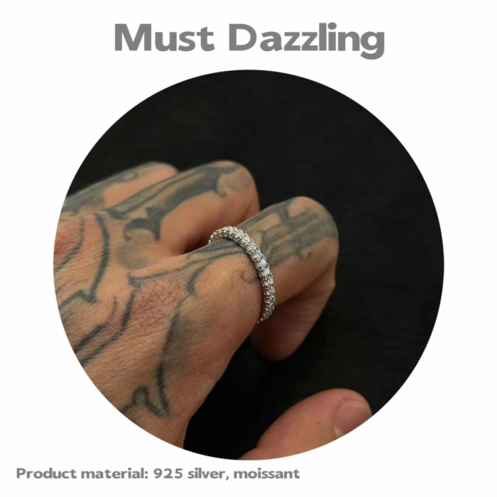 2.5mm Narrow Band Pave Moissanite Ring - 925 Sterling Silver