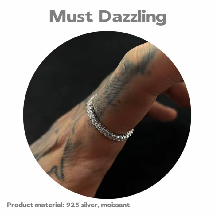 2.5mm Narrow Band Pave Moissanite Ring - 925 Sterling Silver