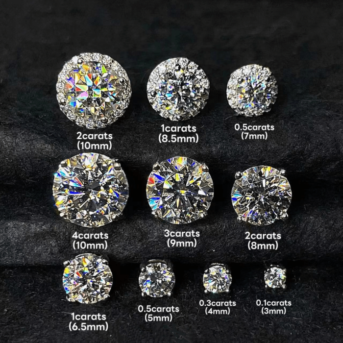 Premium 925 Sterling Silver Moissanite Studs - 4-Prong & Round Baguette Stud Earrings