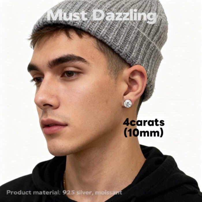 Premium 925 Sterling Silver Moissanite Studs - 4-Prong & Round Baguette Stud Earrings