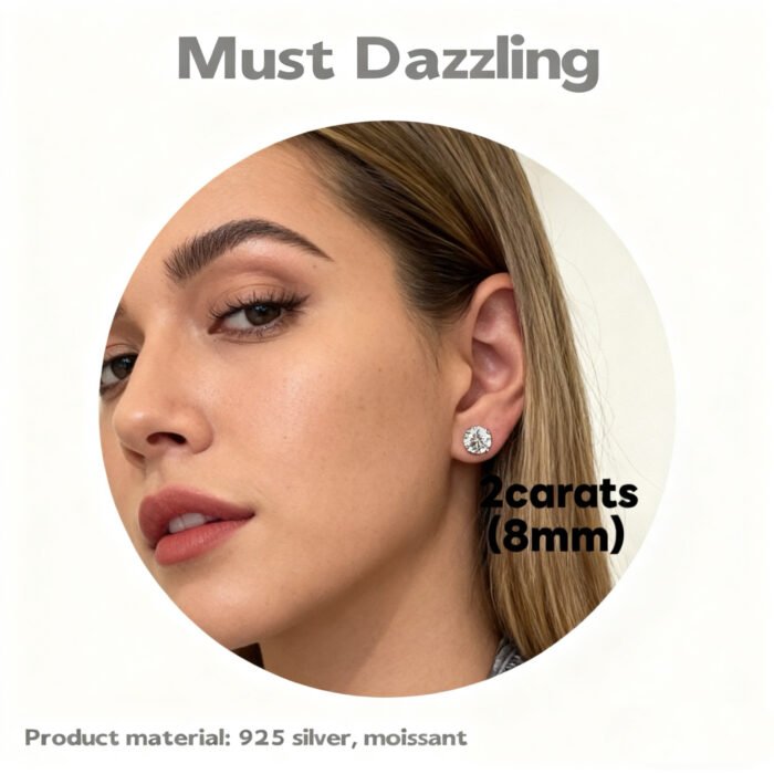 Premium 925 Sterling Silver Moissanite Studs - 4-Prong & Round Baguette Stud Earrings