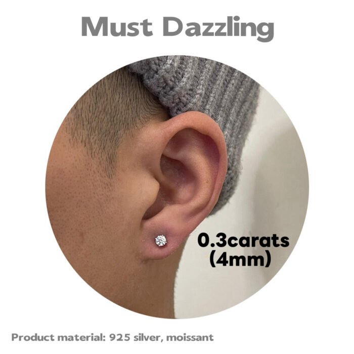 Premium 925 Sterling Silver Moissanite Studs - 4-Prong & Round Baguette Stud Earrings