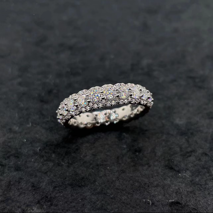 Full Pave Starry Sky Moissanite Eternity Band - 925 Sterling Silver