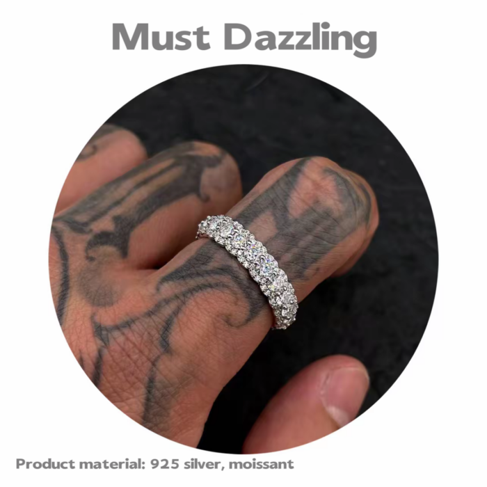 Full Pave Starry Sky Moissanite Eternity Band - 925 Sterling Silver