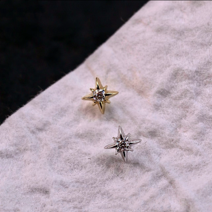 925 Sterling Silver Sparkling Four-Pointed Star Moissanite Studs