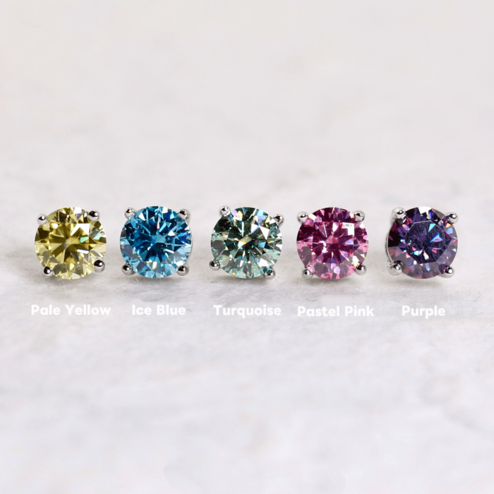 925 Sterling Silver Colored Moissanite  Earrings | 1CT Sparkling Design