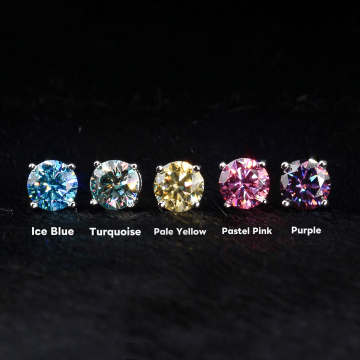 925 Sterling Silver Colored Moissanite  Earrings | 1CT Sparkling Design