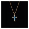 5A Cubic Zirconia Opal Cross Pendant | Titanium Steel Streetwear Statement Piece