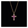 5A Cubic Zirconia Opal Cross Pendant | Titanium Steel Streetwear Statement Piece