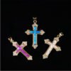 5A Cubic Zirconia Opal Cross Pendant | Titanium Steel Streetwear Statement Piece