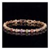 5A CZ Round Patchwork Colorful Bracelet | Gold-Tone Brass Alloy Niche Street Fashion