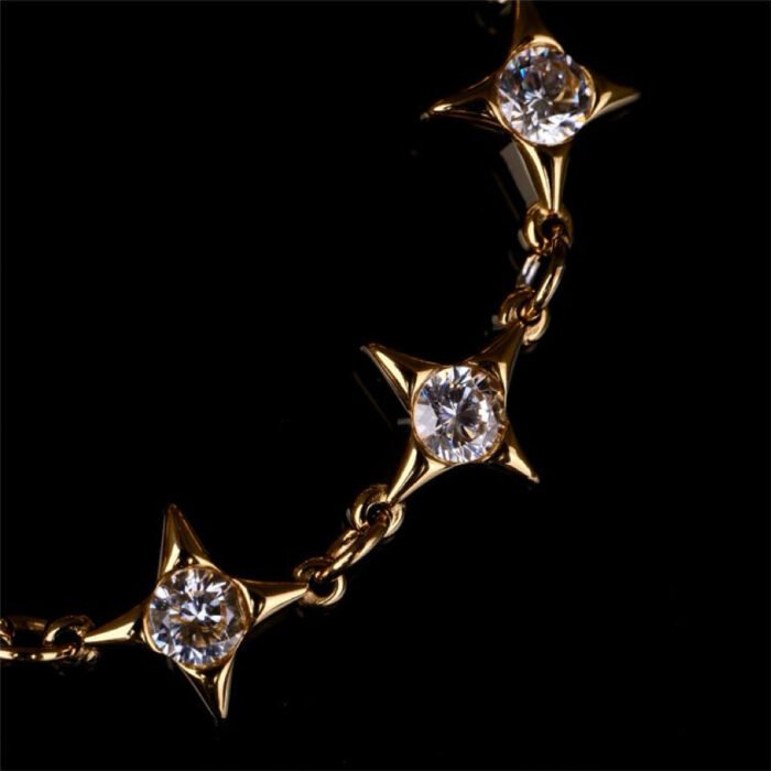 Four-Pointed Star 5A Cubic Zirconia Bracelet | Titanium Steel Retro High-End Style