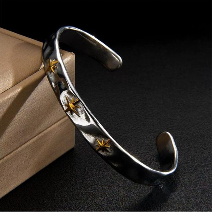 Four-Pointed Star 5A Cubic Zirconia Bracelet | Titanium Steel Retro High-End Style
