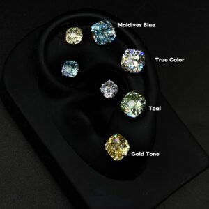 Star-Cut Square Sugar Stud Earrings | Titanium Steel 5A Grade CZ Unisex Style