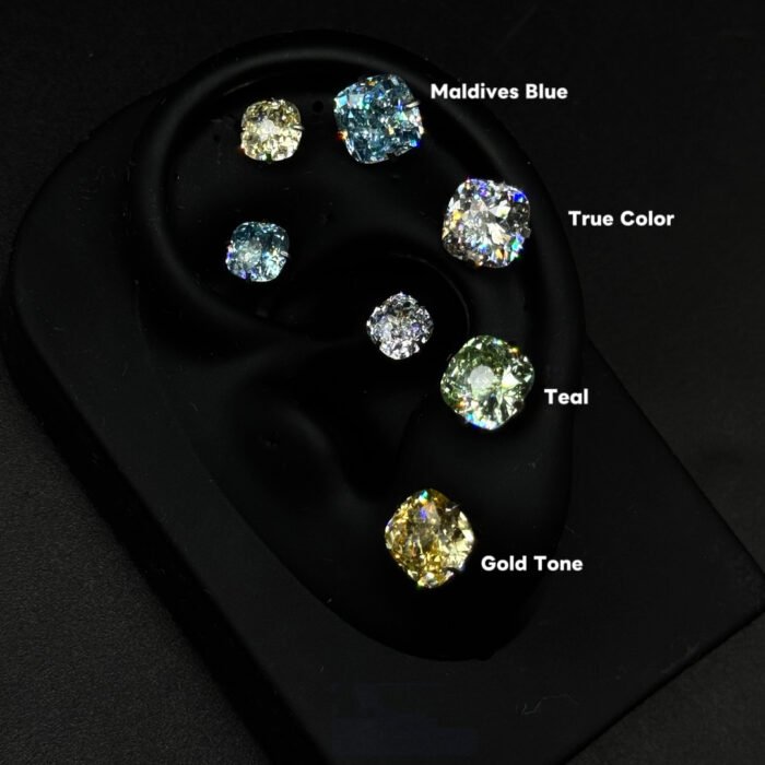 Star-Cut Square Sugar Stud Earrings | Titanium Steel 5A Grade CZ Unisex Style