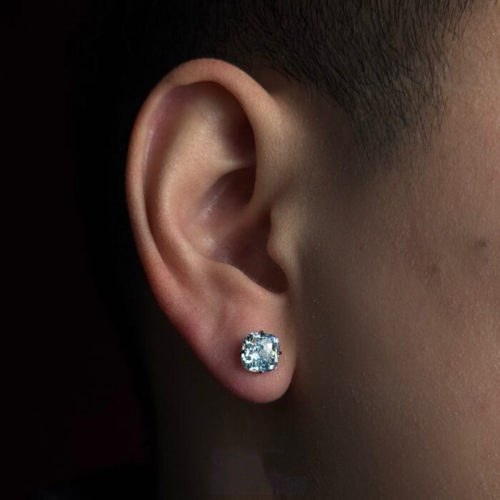 Star-Cut Square Sugar Stud Earrings | Titanium Steel 5A Grade CZ Unisex Style