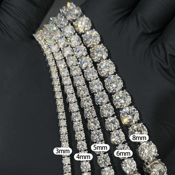 Luxury Delicate 925 Silver Tennis Necklace - D Color Moissanite Full Paved Pendant Chain