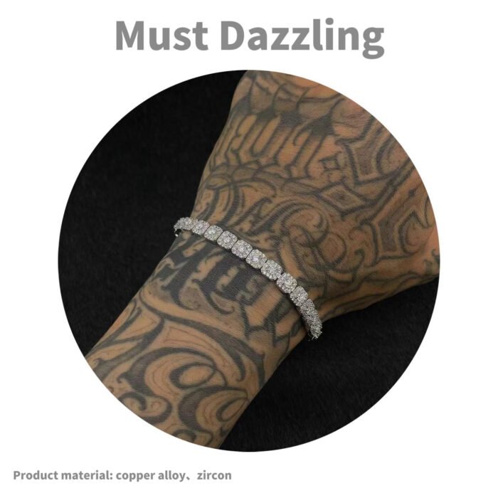 Copper Alloy 5A Zircon 6mm Full Diamond Square Sugar Full Star Bracelet