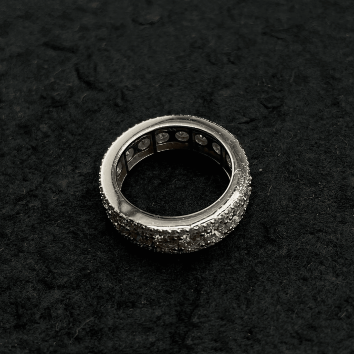 925 Sterling Silver 4mm Three-Row Full Moissanite Ring