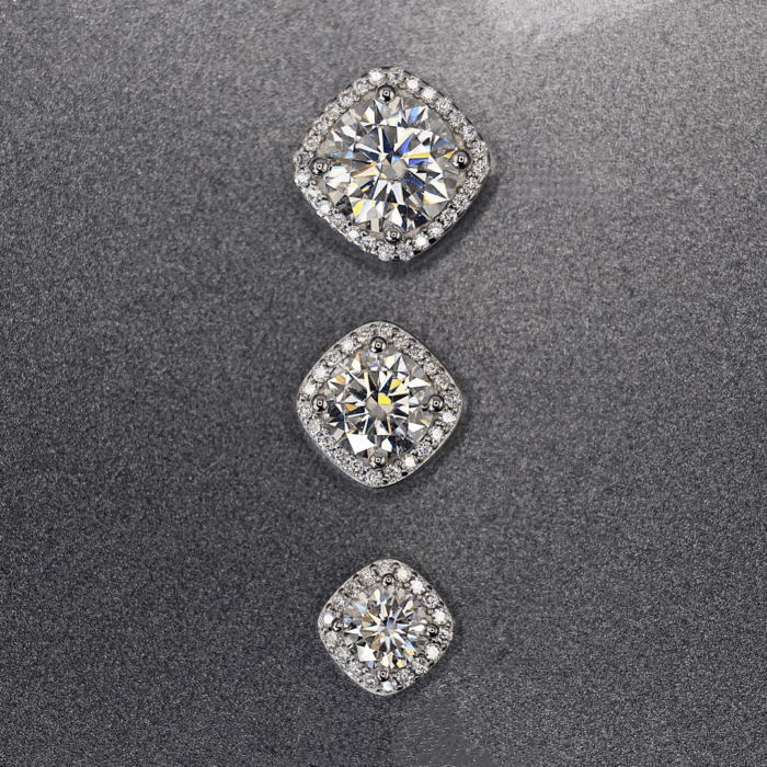 925 Silver Moissanite Sugar Cube Full Star Pave Diamond Hand-Set Earrings