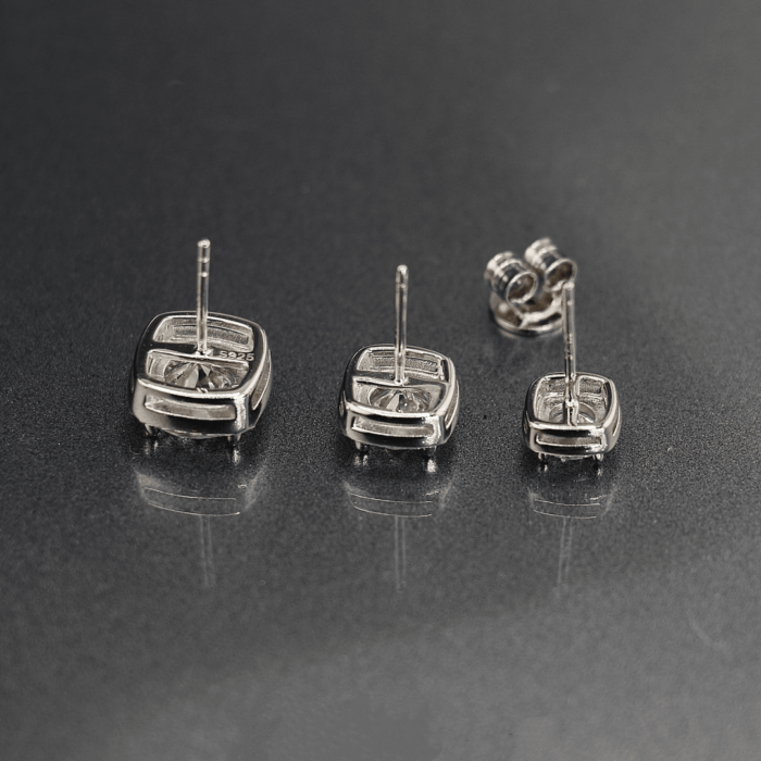 925 Silver Moissanite Sugar Cube Full Star Pave Diamond Hand-Set Earrings